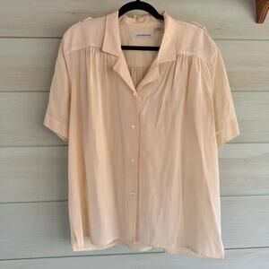 Vintage Silk Cream Liz Claiborne Short Sleeve Blouse
